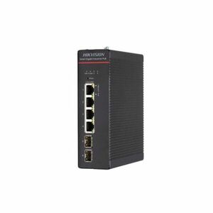 Switch industrial PoE Gigabit Hikvision DS-3T1506HP-SI-4P2F, 4 porturi, 20 Gbps, buget 300 W, cu management smart imagine