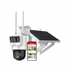 Camera supraveghere PTZ rotativa GSM 4G LTE cu panou solar Hikvision HiLook PTZ-N2C400I-K/4G/C05S10, 4 MP, 2.8 mm, 4 G, microfon si difuzor, acumulator 50.76 Wh, IR 30 m, PIR, slot card imagine