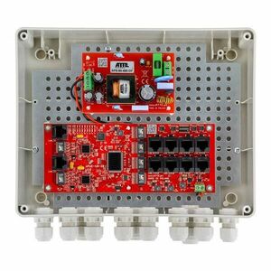 Kit switch PoE pentru 8 camere IP ATTE Power IP-8-20-L2, 10 porturi, 96 W, cutie exterior ABOX-L2, sigurante electronice, sursa alimentare imagine