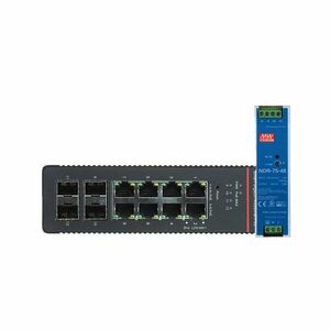 Switch industrial Hikvision DS-3T1512HP-SI-8P4F, 8 porturi PoE, 10/100/1000 Mbps, 4 SFP Gigabit, buget PoE 300W, sina DIN, cu management si sursa de alimentare 76.8 W imagine