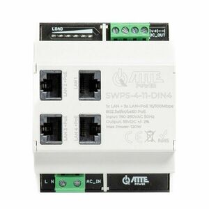 Switch PoE cu 4 porturi ATTE Power SWPS-4-11-DIN4, 10/100 Mbps, sursa alimentare, sina DIN imagine
