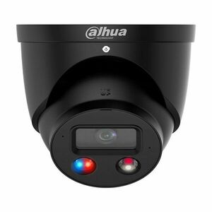 Camera supraveghere IP Dome cu iluminare duala Dahua WizSense Active Deterrence TiOC IPC-HDW3549H-AS-PV-0280B-S5-BLACK, 5 MP, IR/lumina alba 30 m, 2.8 mm, microfon si difuzor, slot card, sirena, PoE, neagra imagine