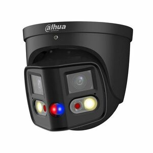 Camera supraveghere IP Dome cu lentila duala Dahua WizSense TiOC Duo Active Deterrence IPC-PDW3849-A180-E2-AS-PV-0280B-BLACK, 2x 4MP, 2.8mm, IR 25m, lumina alba 20m, microfon si difuzor, slot card, sirena, SMD 4.0, PoE, neagra imagine