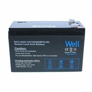 Acumulator pentru sisteme de alarma WELL, 12 V, 7 Ah, T2 imagine