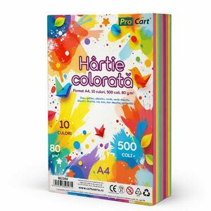 Hartie colorata A4 80 g/mp – Top 500 coli, 10 culori intense imagine
