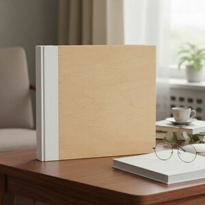 Album foto 10x15 cm, 500 poze, coperta alba tip lemn, buzunare, album mare capacitate imagine