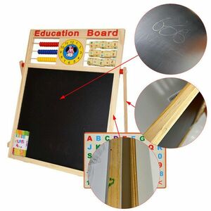Tabla cu socotitoare, 2 fete, 46x23 cm, cifre litere magnetice, suport lemn, RESIGILAT imagine