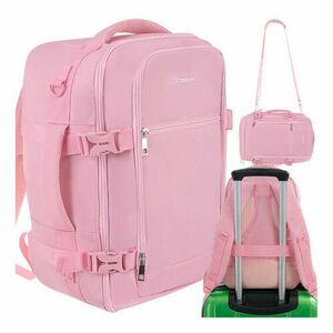 Rucsac calatorie, bagaj de mana avion, capacitate 20 litri, curea de umar, roz, 40x20x25 cm imagine