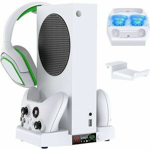Suport incarcare doua controlere Xbox si casti, multifunctional, 4 in 1, 2 ventilatoare, indicator LED, cablu USB, RESIGILAT imagine
