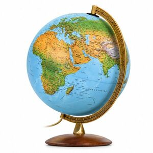 Glob geografic iluminat Astra 30 cm cu piedestal din lemn de nuc – design premium imagine