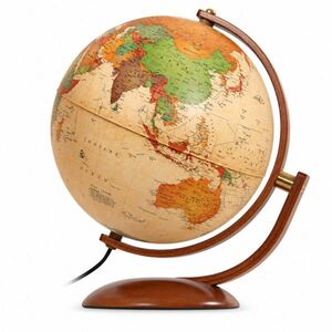 Glob geografic iluminat Optimus 30 cm – rotire in 2 planuri, harta politica, suport lemn cires imagine