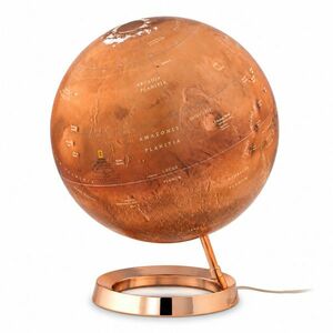 Glob iluminat Planeta Marte 30 cm – baza eleganta din cupru, alimentare la retea imagine