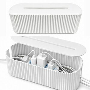 Cutie organizatoare cabluri, cu capac, dimensiune XL, 40.1x15.6x13.5 cm, alb imagine