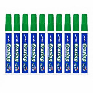 Set 10 markere Whiteboard verde, varf rotund 2.8 mm, scriere precisa si curata, Dry Erase imagine